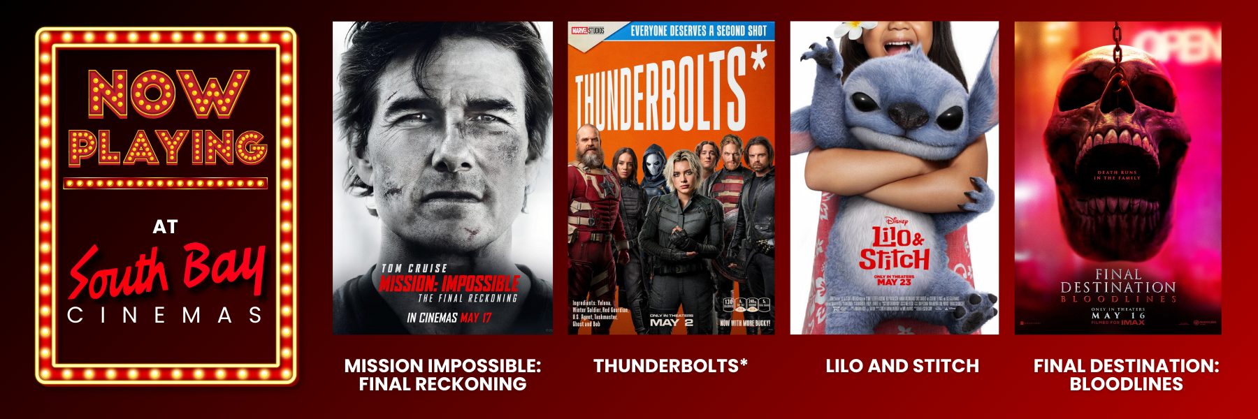 🎬 Now Playing at South Bay Cinemas – Memorial Day Weekend Blockbusters!