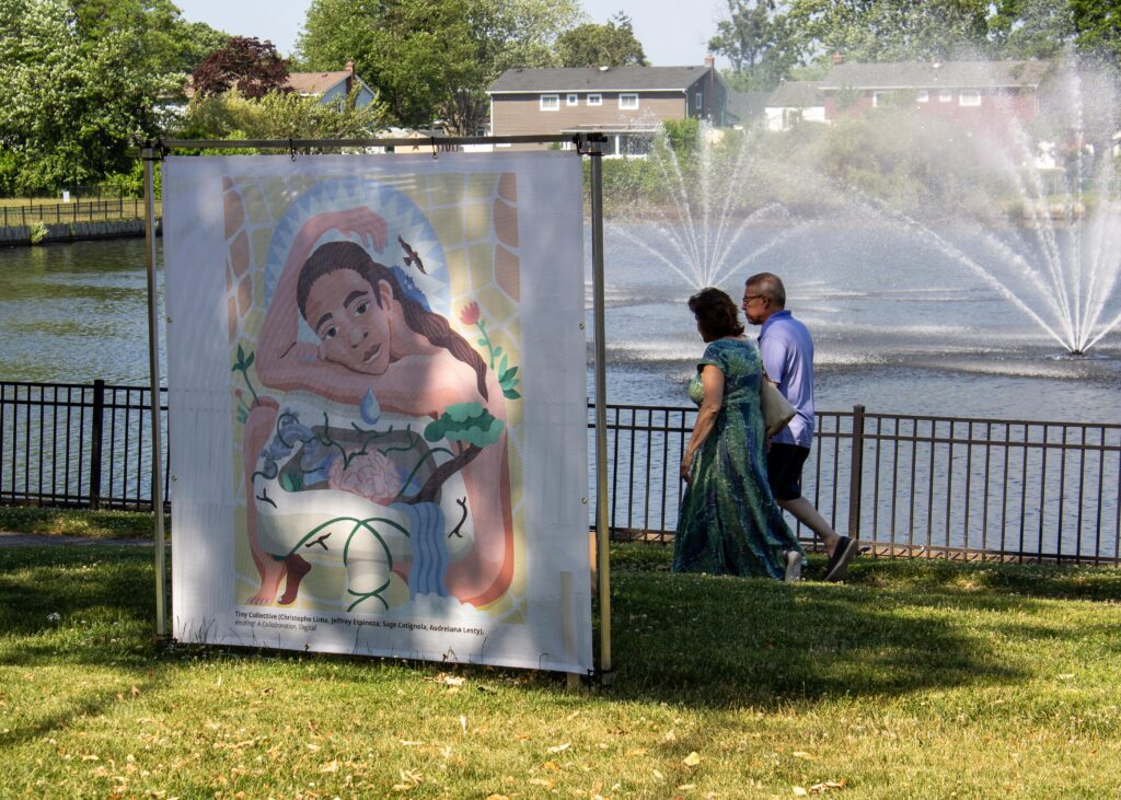 Art installation by the water at the Long Island Public Arts Festival – photo by Daniel Seagraves