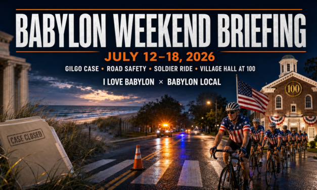 Babylon Weekend Briefing: The Gilgo Families’ Next Fight, a Hard Week on Lindenhurst Roads, and Village Hall at 100