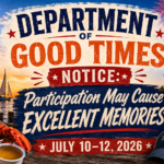 DEPARTMENT OF GOOD TIMES NOTICE: Participation May Cause Excellent Memories ~ July 10-12, 2026