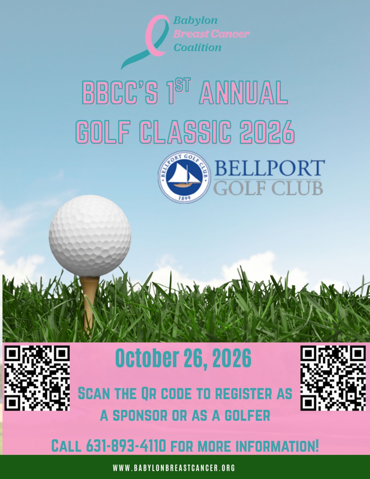 Babylon Breast Cancer Coalition 1st Annual Golf Classic flyer, October 26, 2026, Bellport Golf Club