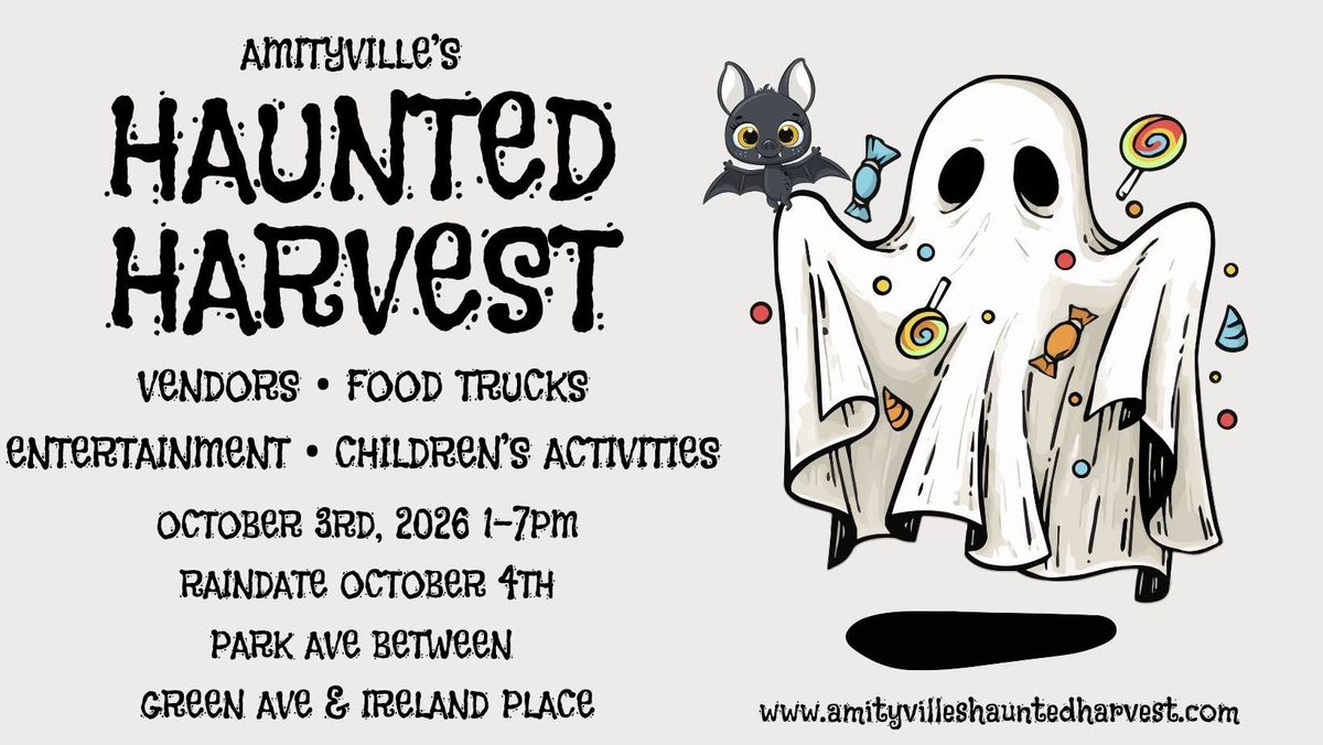 Amityville's Haunted Harvest 2026 - free family Halloween street festival, October 3